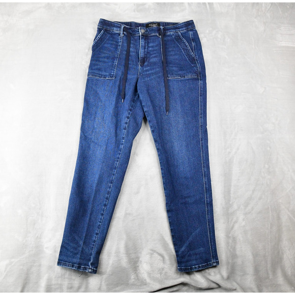 Judy Blue Jogger Jeans Womens 15/32 (33x30) Blue Denim Drawstring High Rise - Picture 1 of 11